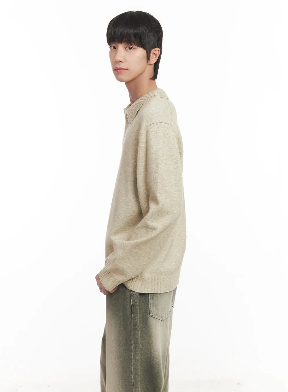 Men's Collared Knitted Sweater IM519