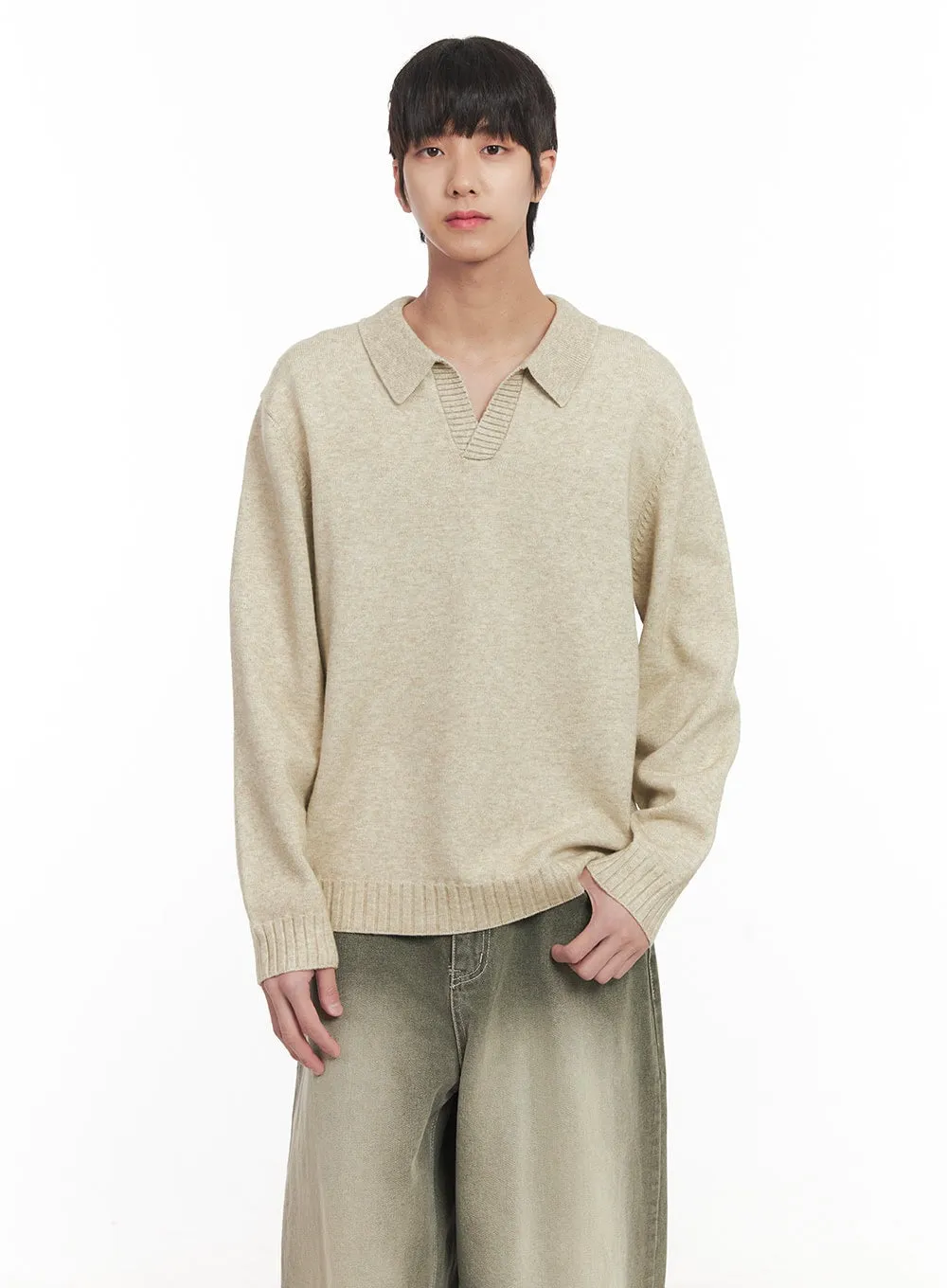 Men's Collared Knitted Sweater IM519