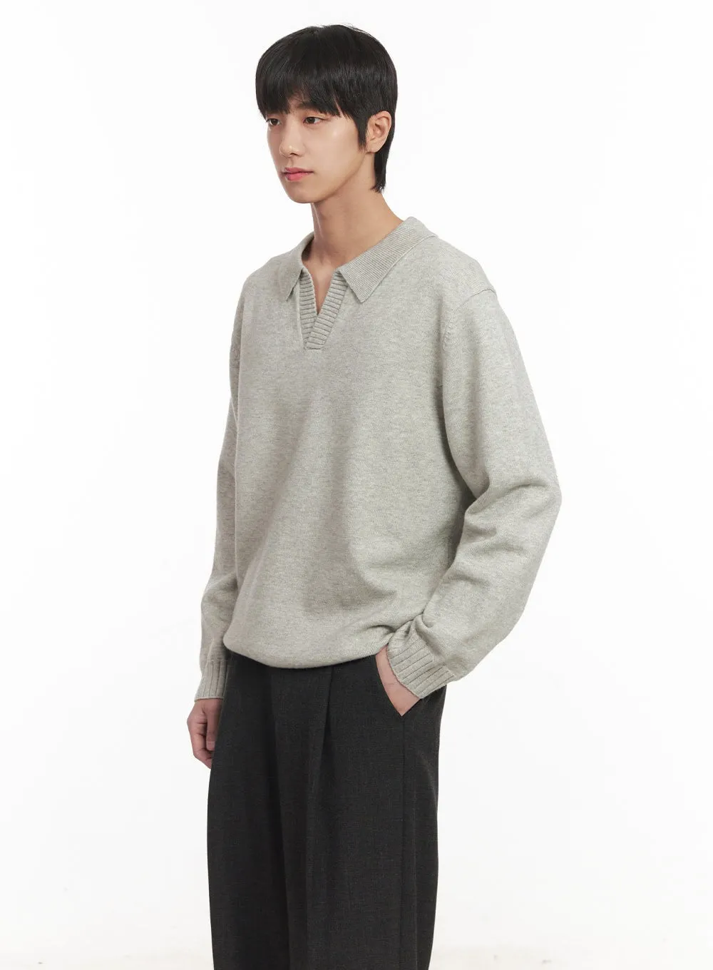 Men's Collared Knitted Sweater IM519