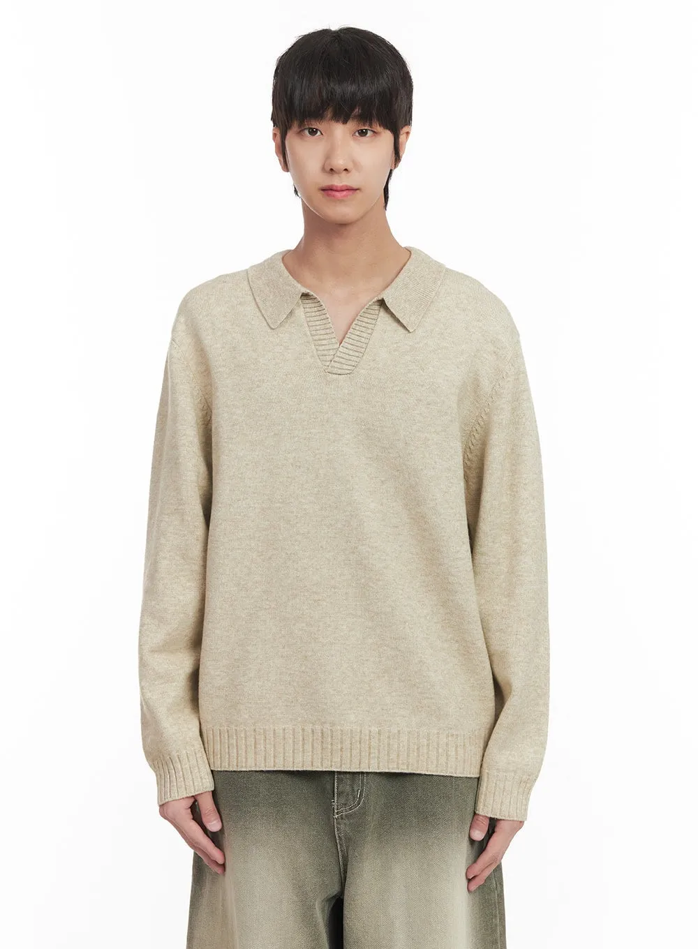 Men's Collared Knitted Sweater IM519