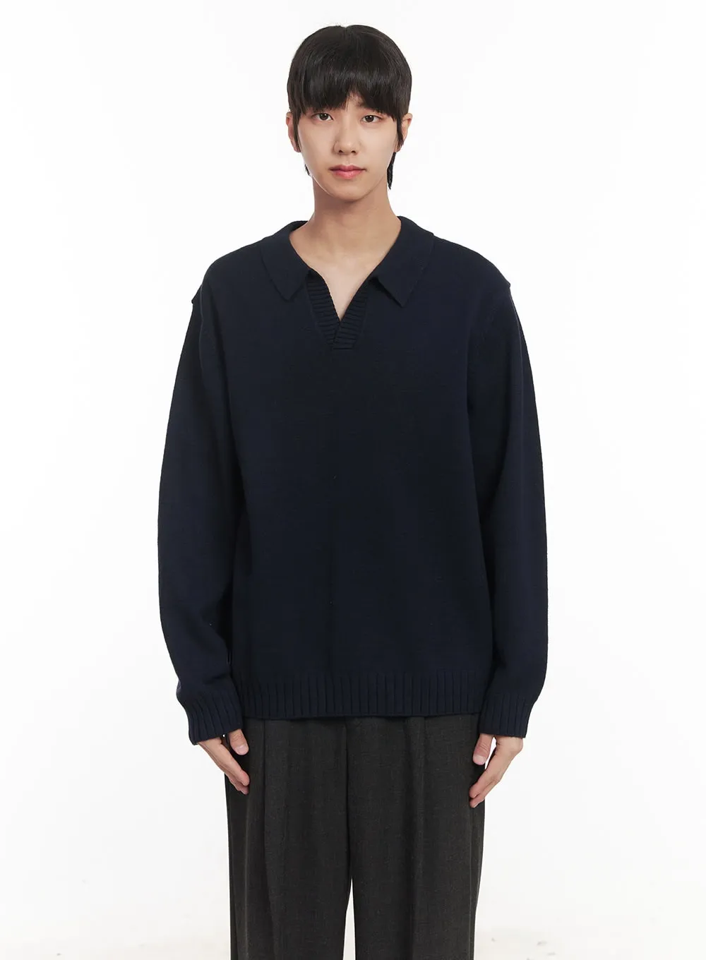 Men's Collared Knitted Sweater IM519