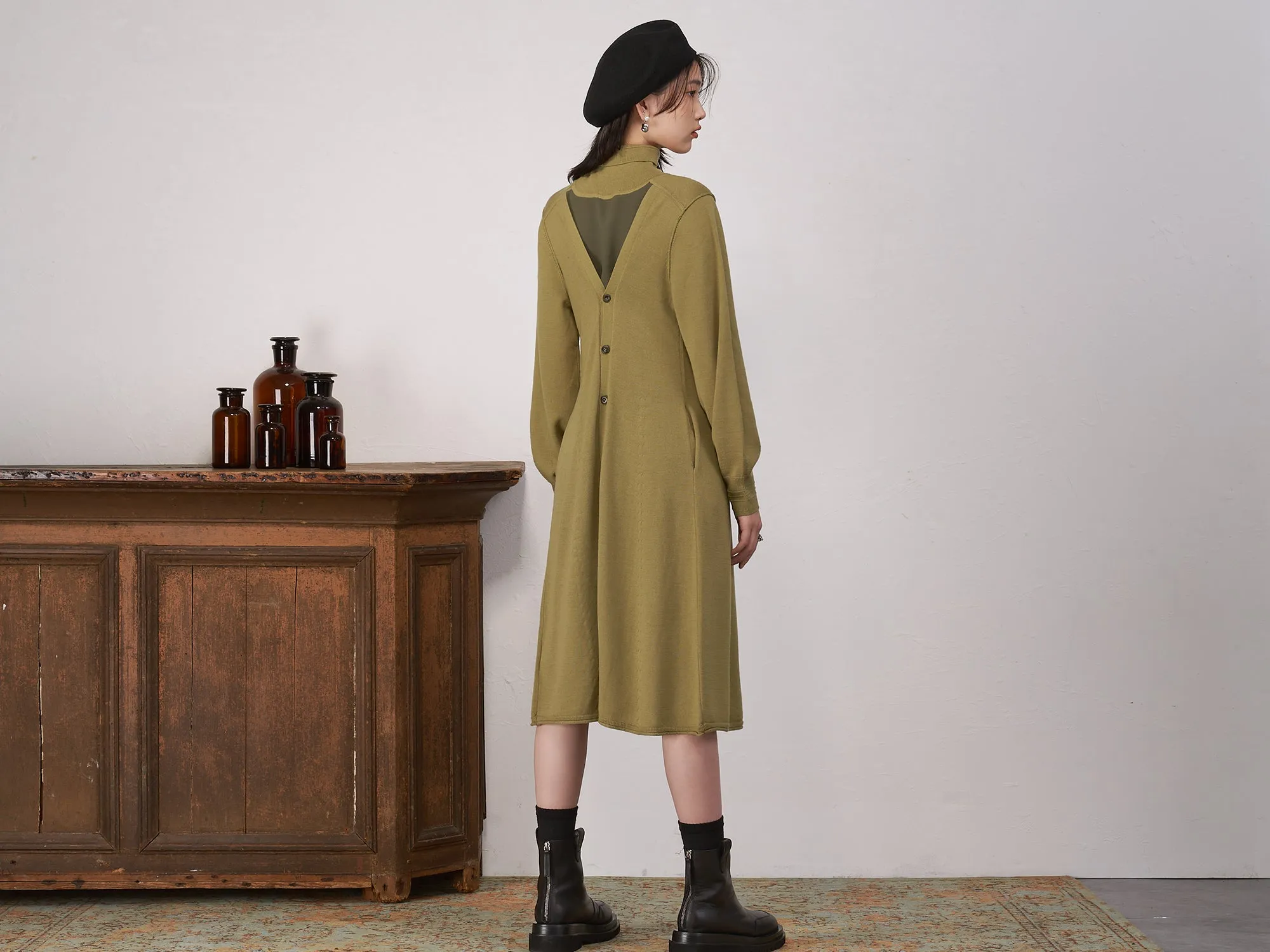 Mercerised Merino Wool Knitted Dress