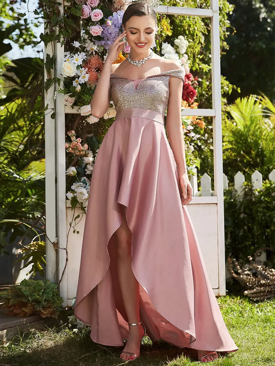 Off Shoulder High Low  Evening Gown  Size 10 Style 0063