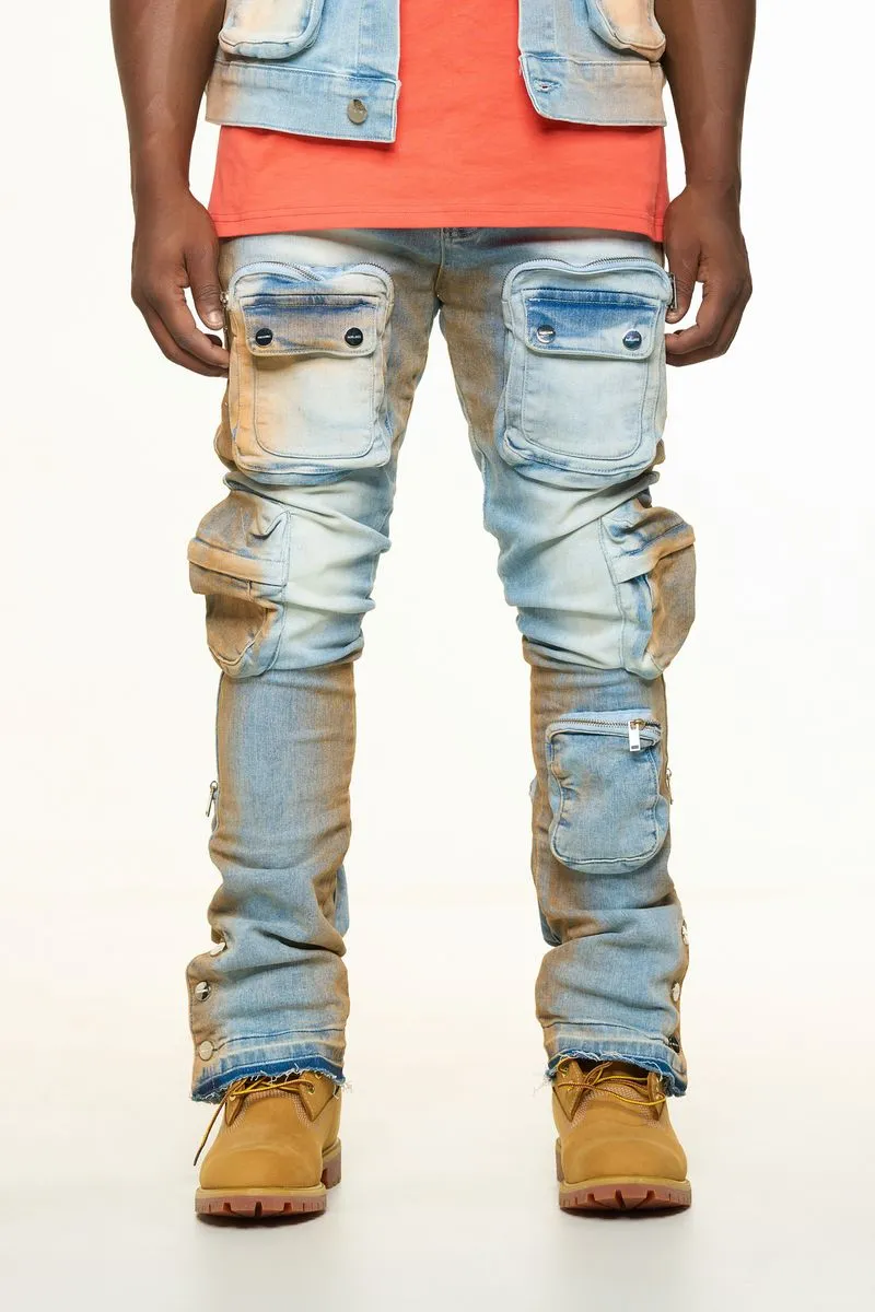PHEELINGS JOURNEY TO GREATNESS FLARE STACK DENIM (ORANGE OVER-DYE)