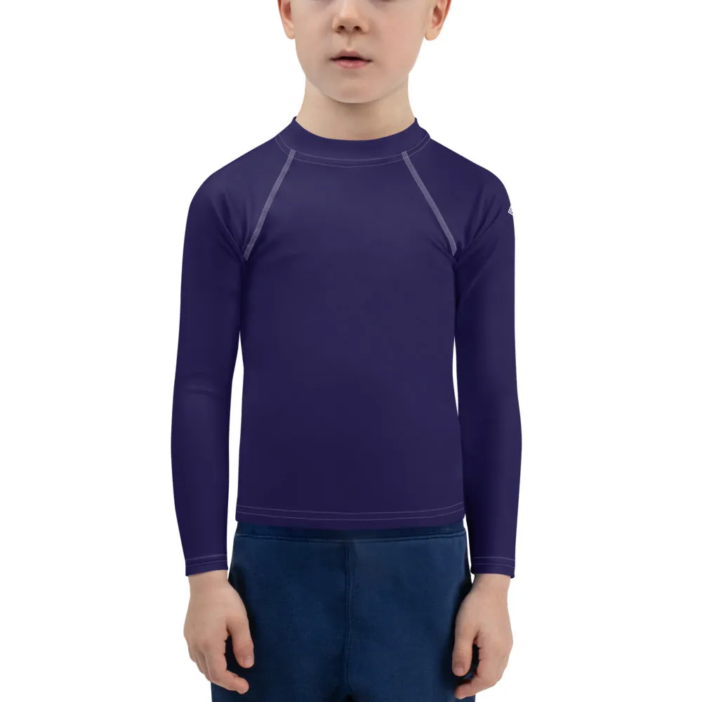 Playtime Protector: Kid's Solid Color Rash Guards for Boys - Midnight Blue
