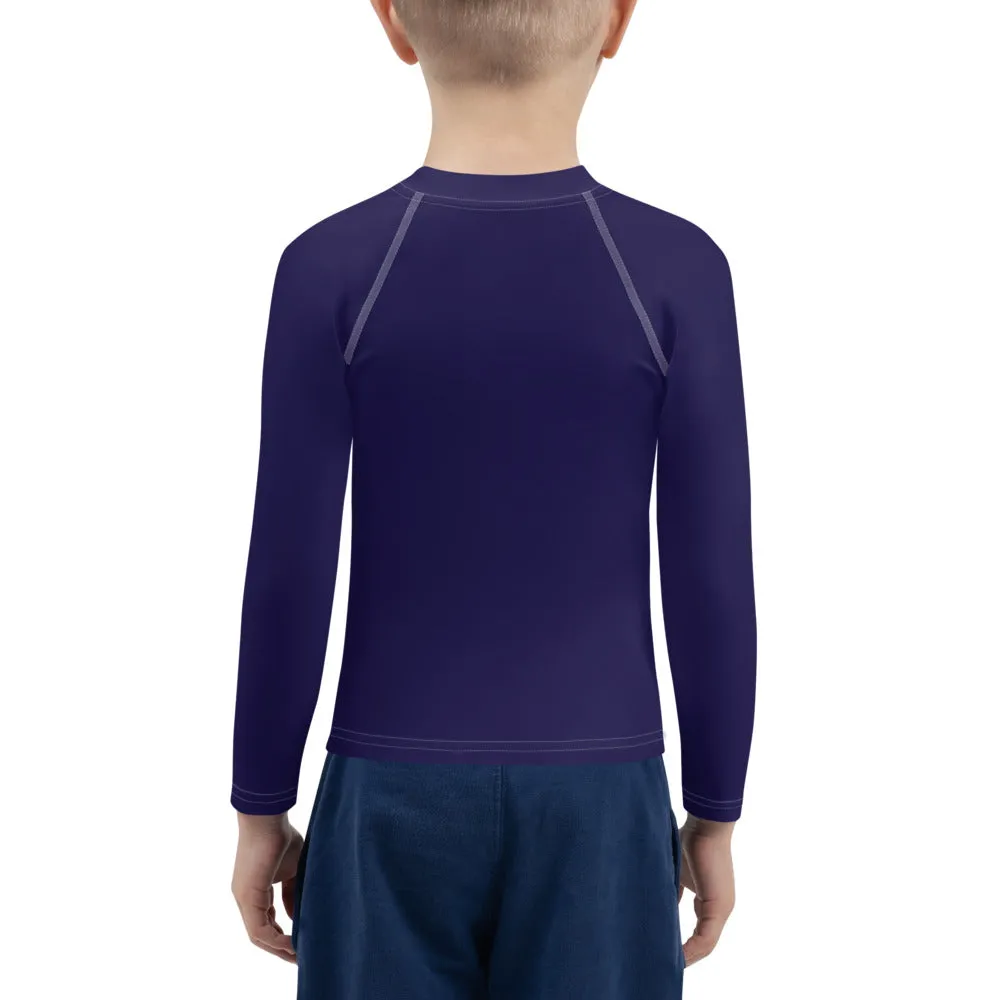 Playtime Protector: Kid's Solid Color Rash Guards for Boys - Midnight Blue