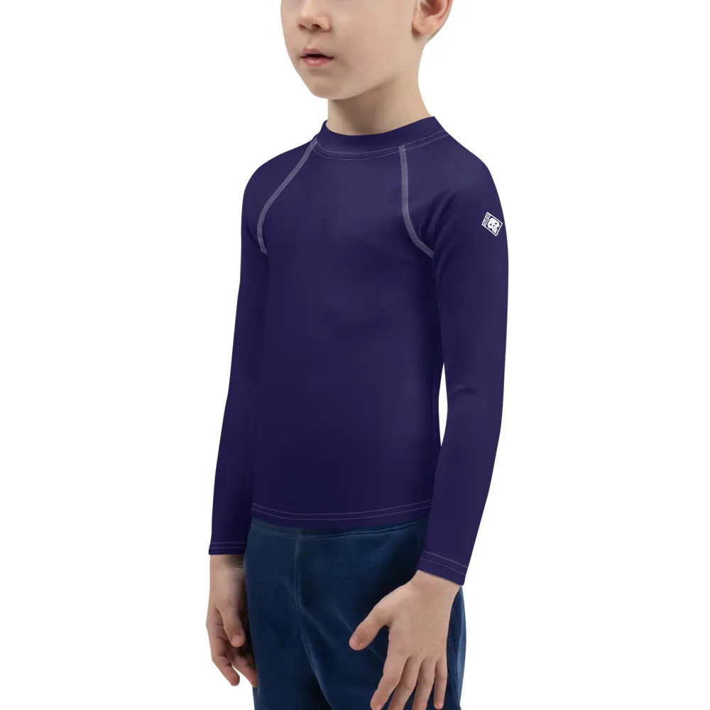 Playtime Protector: Kid's Solid Color Rash Guards for Boys - Midnight Blue