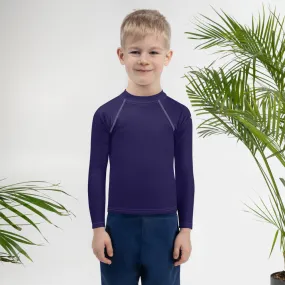 Playtime Protector: Kid's Solid Color Rash Guards for Boys - Midnight Blue