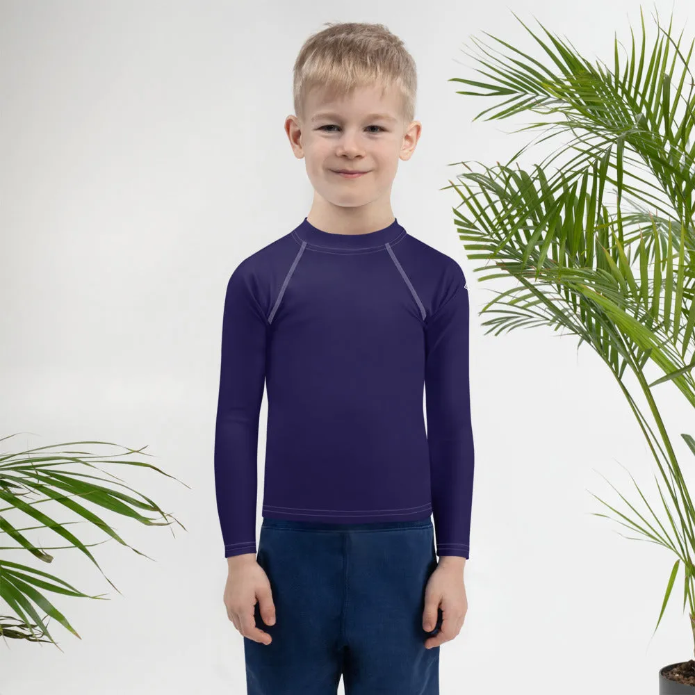 Playtime Protector: Kid's Solid Color Rash Guards for Boys - Midnight Blue