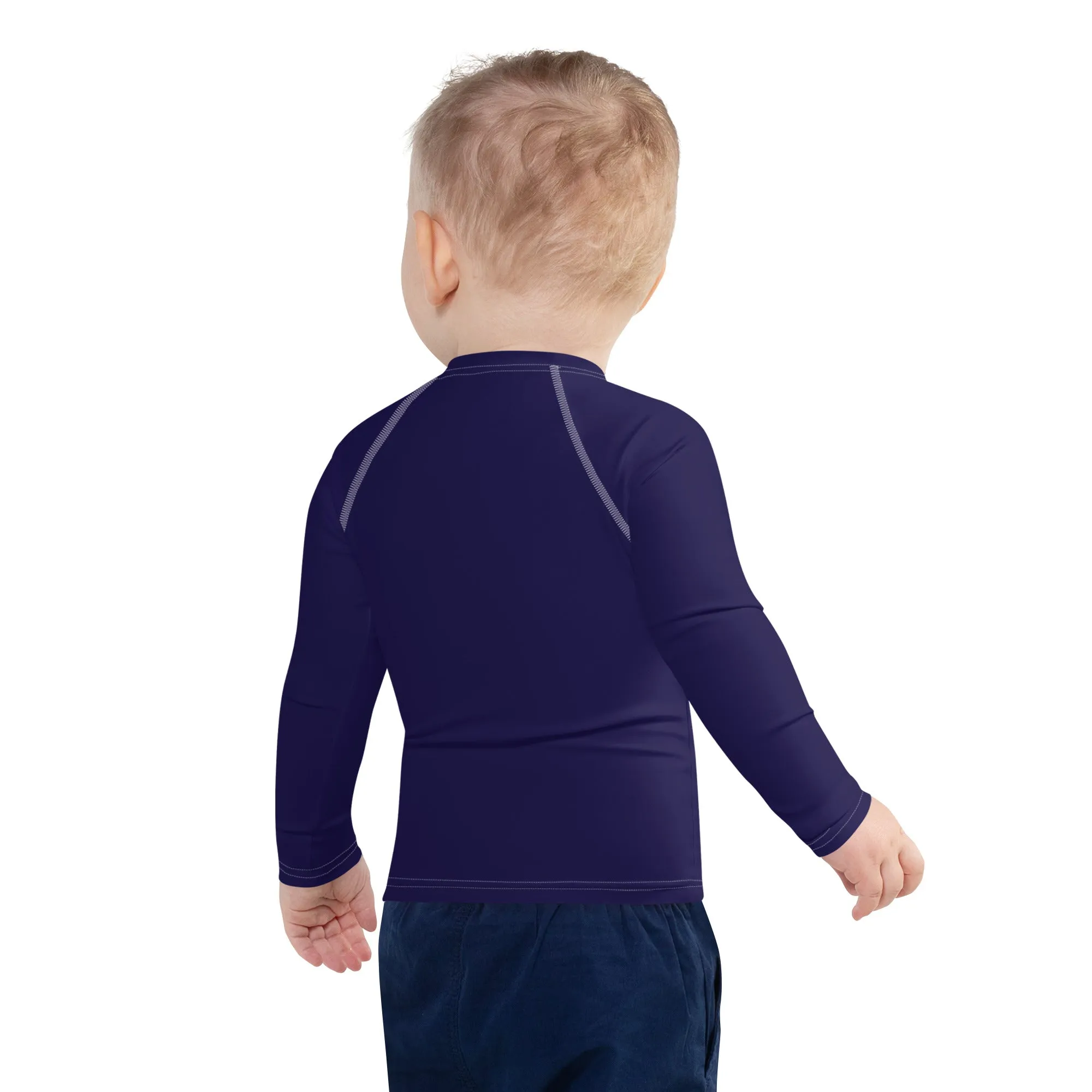 Playtime Protector: Kid's Solid Color Rash Guards for Boys - Midnight Blue