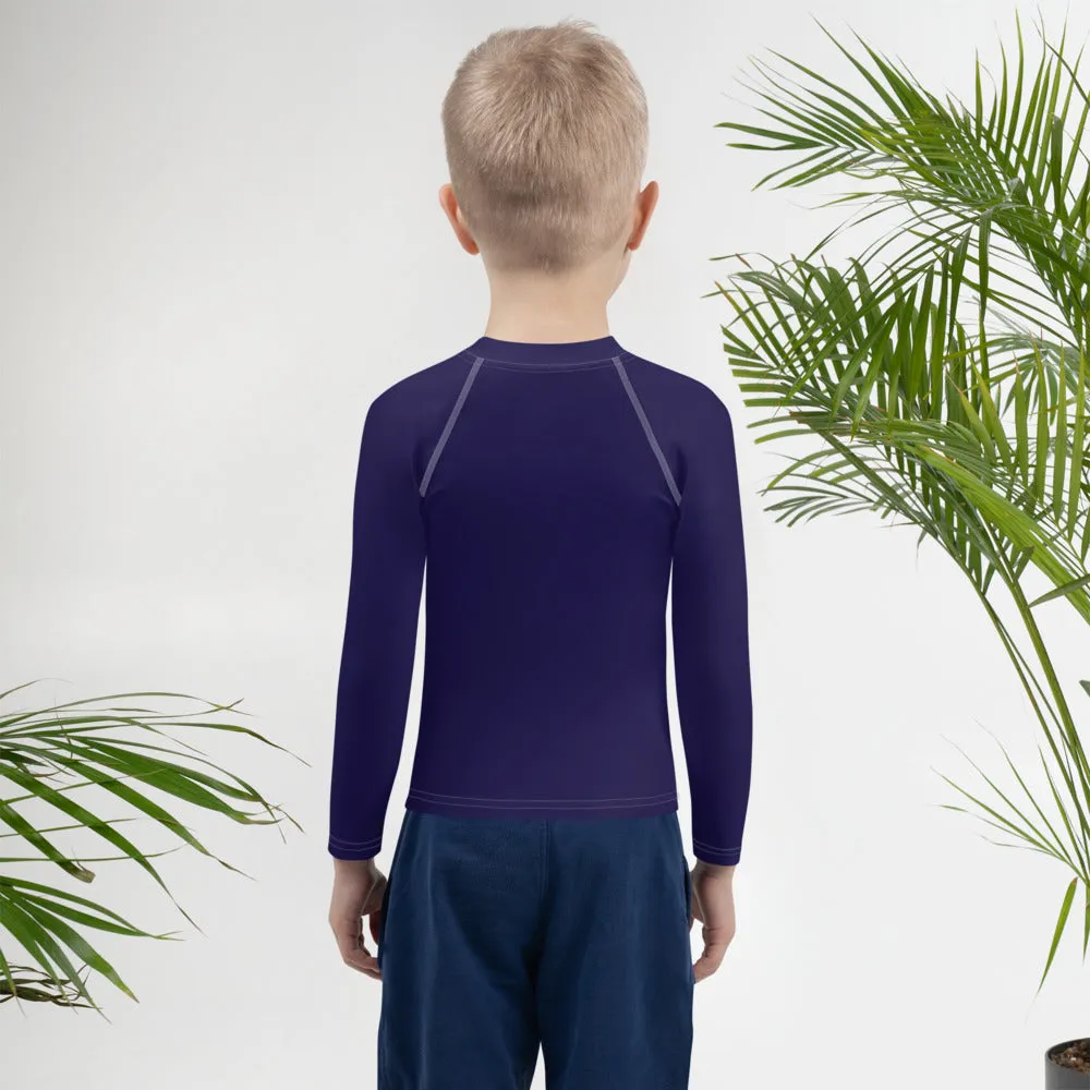 Playtime Protector: Kid's Solid Color Rash Guards for Boys - Midnight Blue