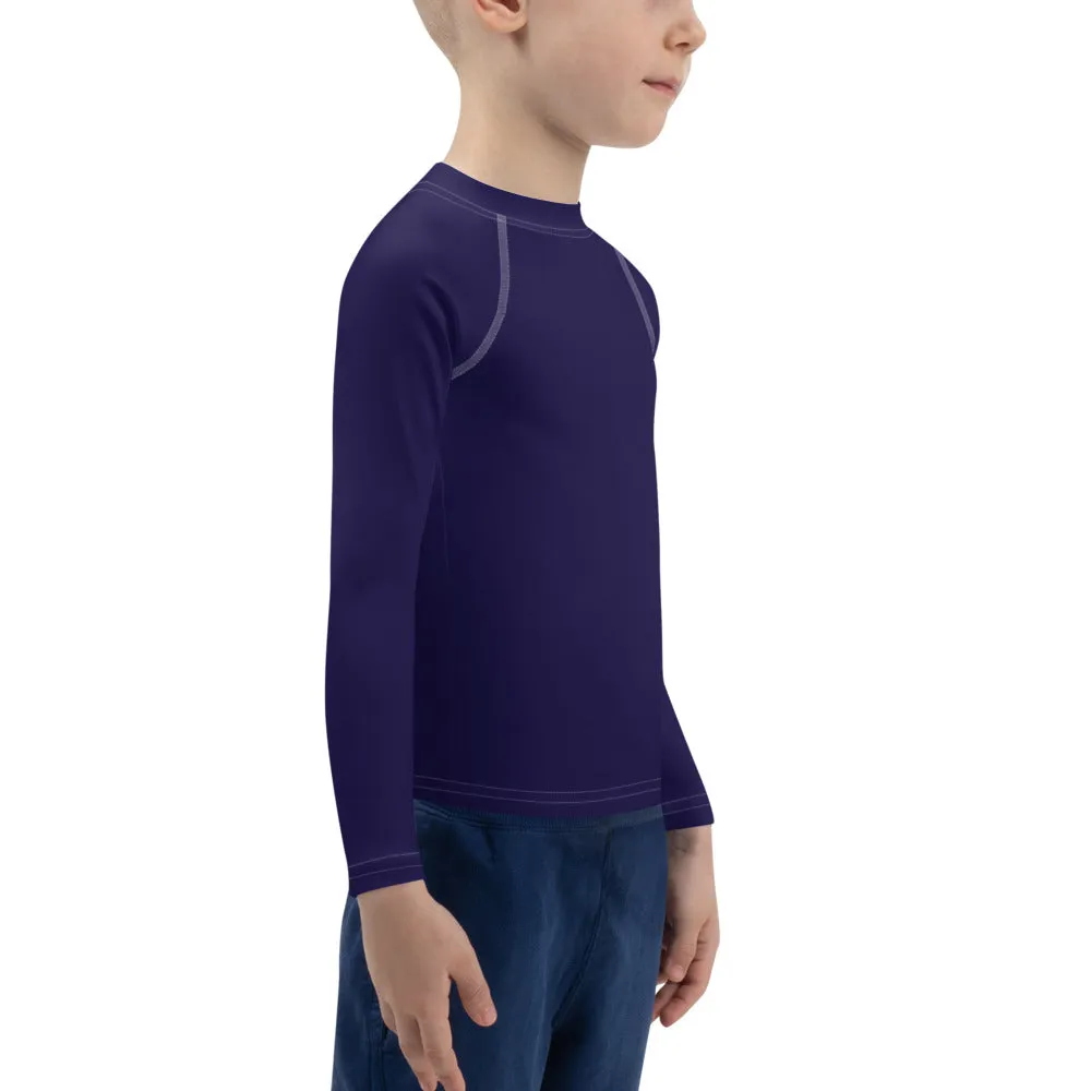 Playtime Protector: Kid's Solid Color Rash Guards for Boys - Midnight Blue