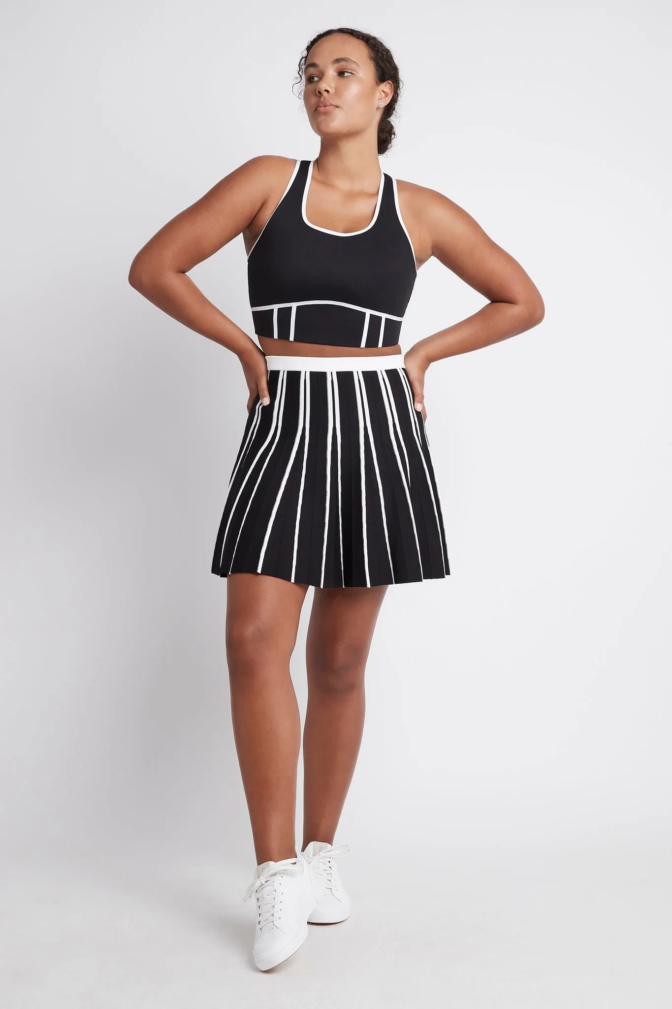 Pleated Knit Mini Skirt 611