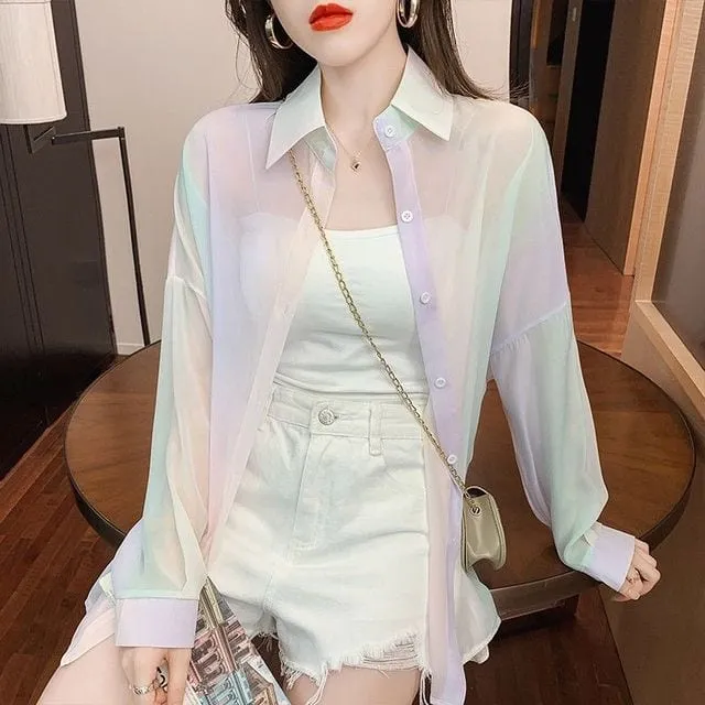 Rainbow Print Casual T-Shirt