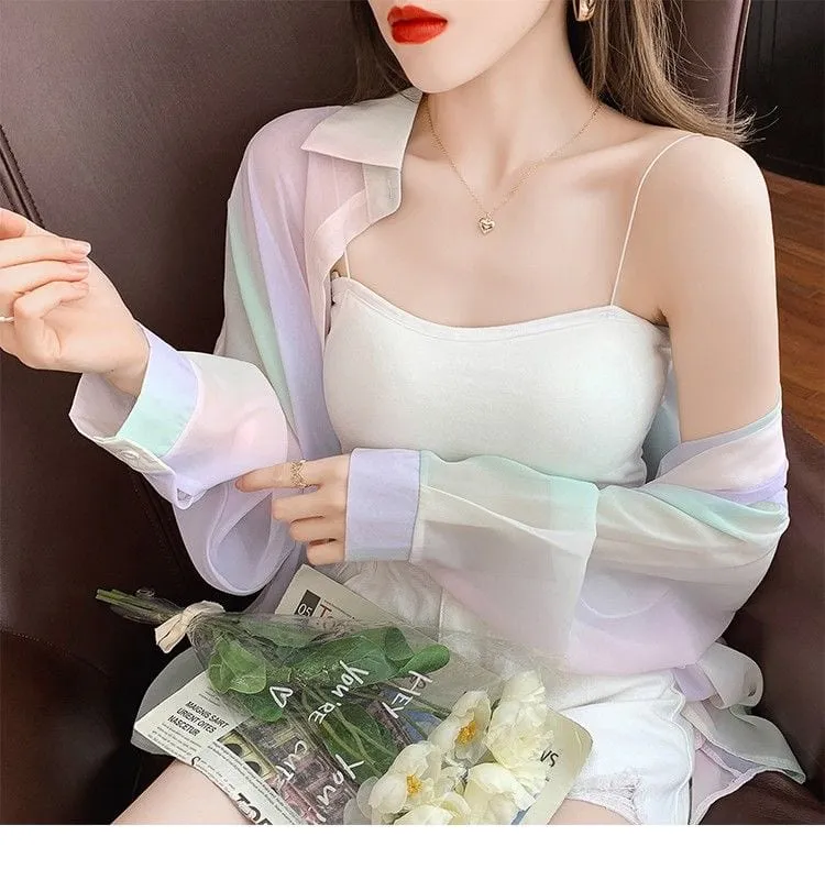 Rainbow Print Casual T-Shirt