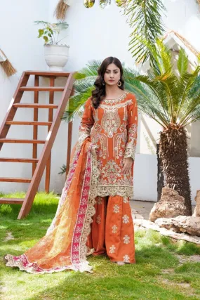 Sajni Embroidered Chiffon Mehndi Gharara Outfit SAJ11