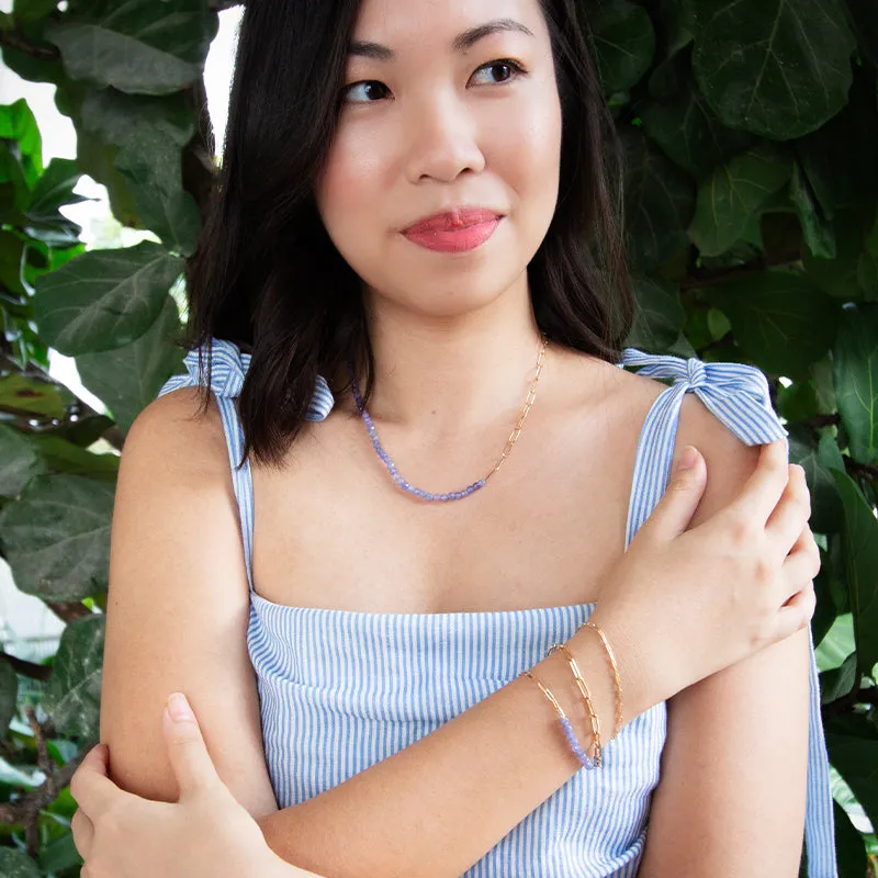 Tanzanite Link Chain 18k Gold Necklace