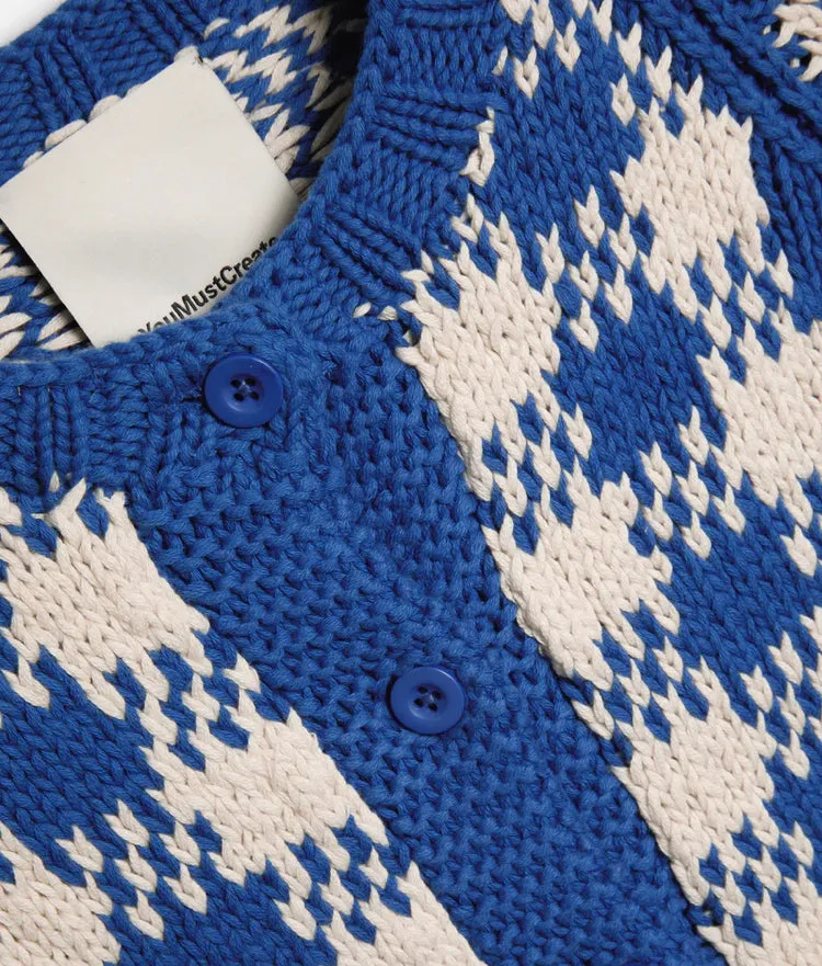 YMC | Atomic Cardigan | Blue/ecru